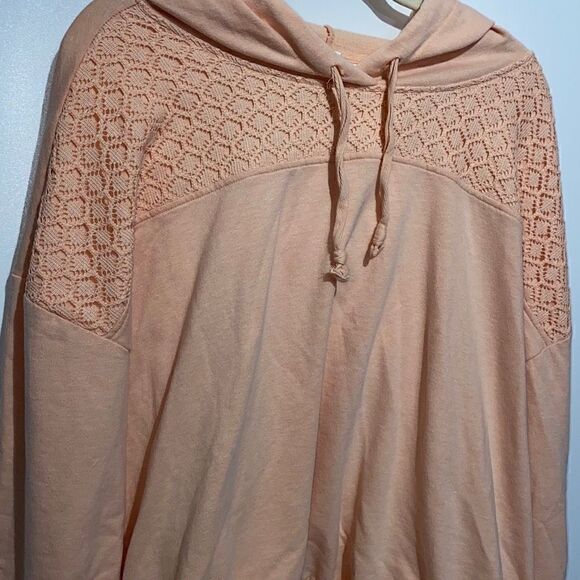 LC Lauren Conrad Women's Pink Lace Sweatshirt Hoodie Plus Size XXL - Picture 3 of 11